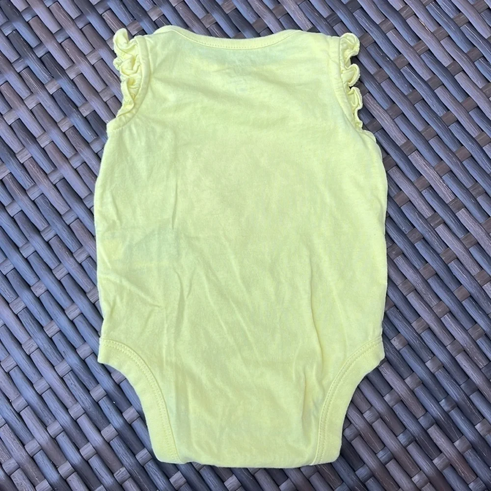 BABY GAP Infant Girls 0-3mo Sleeveless Bodysuit You’re A Peach Ruffles Cotton